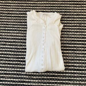 🌿Intimately Free People Womens White Long Sleeve Button Sleep Shirt M